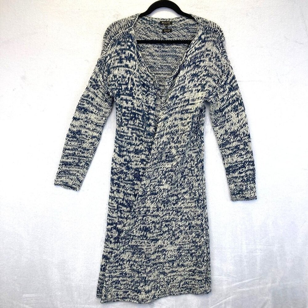 Massimo Dutti‎ Duster Cardigan Sweater Womens Size Small Blue Open Longline Knit